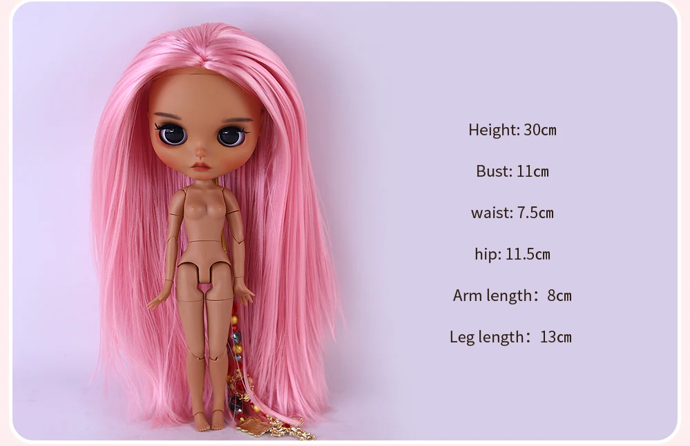 Elsie – Premium Custom Neo Blythe Doll with Pink Hair, Tan Skin & Matte Cute Face 3