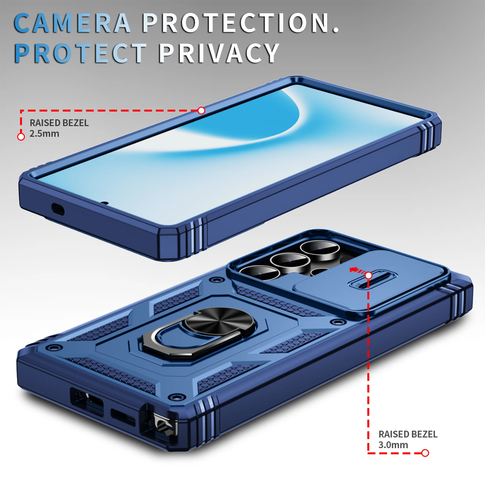 Heavy Duty Smartphone Case with 360-Degree Kickstand and Camera Protection