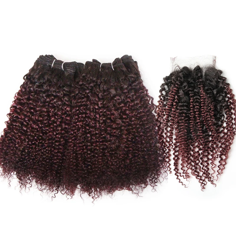 Jerry Curl Hair Bundles With Closure 1B/27/30/99J Human Hair Bundles With Closure For Women Curly human hair extensions human hair bundles human hair weave