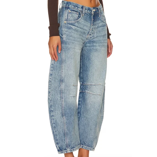 Women's Relaxed-Fit Denim Curved Pants 4