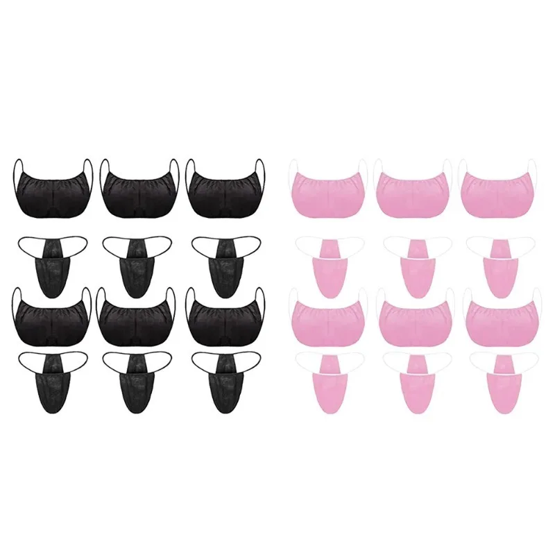 25 Sets Beauty Bras and T Panties Set Waist Stretch 120cm Disposable Bikini Thong Panties for Tanning Hygienic SPA Sauna Briefs 1