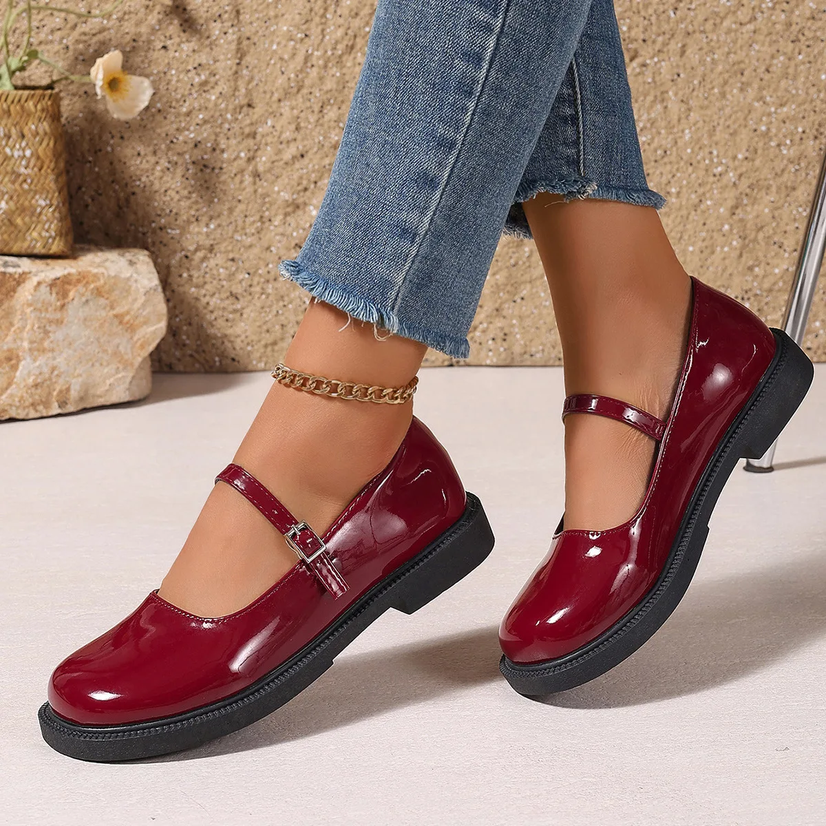 Plus Size 42 Women Leather Shoes Round Toe Mary Janes Shoes Black Girls Student School Shoes Low Heels Lolita Oxford 4