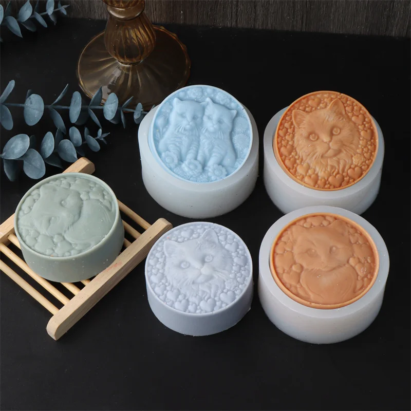 3D Roundness Embossed Love Cat Silicone Soap Mold DIY Cat Paw Candle Soap Mould Chocolate Cake Baking Tools Home Decor Gift silicone mold soap molds