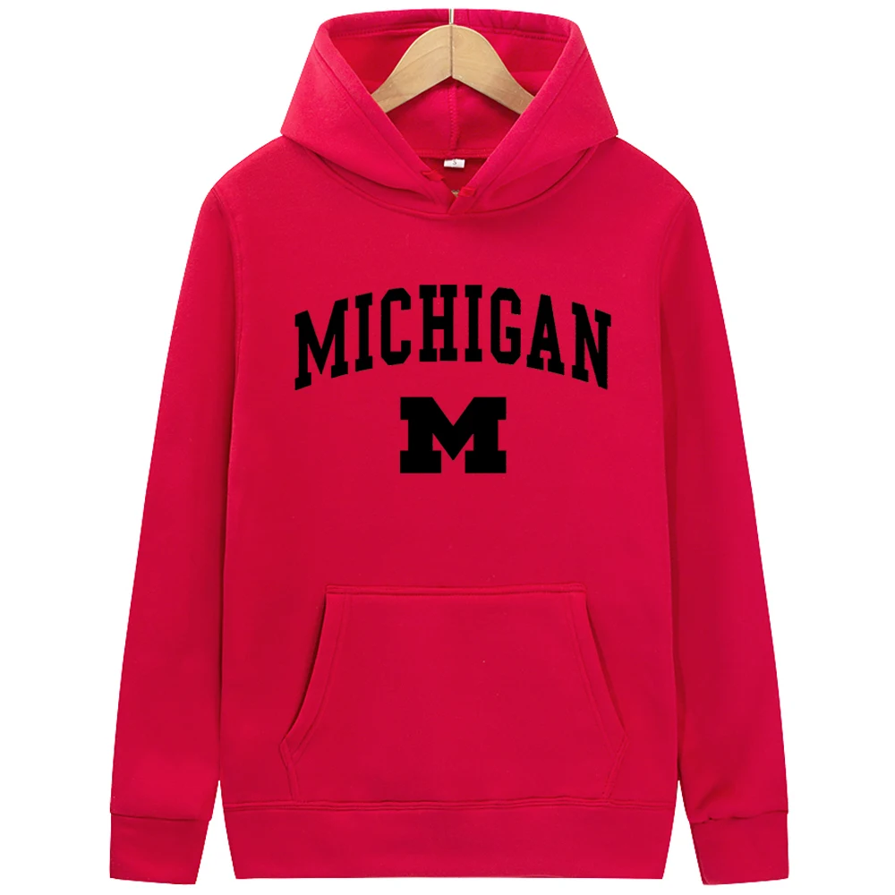 thumbnail image 1 of Sudadera con capucha para hombre y mujer, suéter Unisex con estampado de letras de Míchigan, moda informal para estudiantes y parejas, Otoño e Invierno, 1 of 5