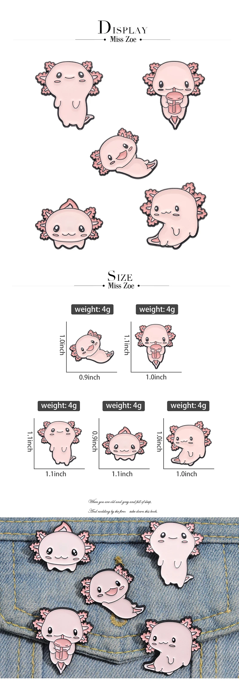 Salamander Emaille Pins benutzer definierte niedlichen rosa sechseckigen Drachen Broschen Revers Abzeichen Tiers chmuck Geschenk für Kinder Freunde – Detail 1