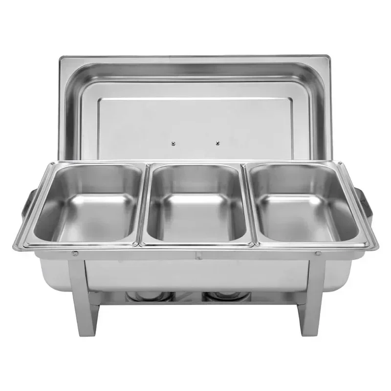 Silver Stainless Steel et Stove Alcohol Heating Hotel Restaurant Banquet Insulated Hot Pot Multi-purpose Serving Plate