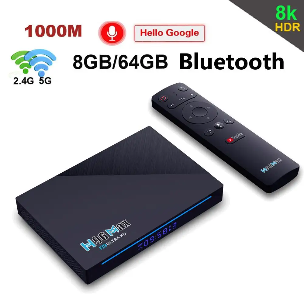 H96 Max Rk3566 Smart Tv Box 8Gb 64Gb Android 11.0 Bluetooth 2.4G 5G Wifi 1000M 3D 8K Lettore Multimediale 4 G32G