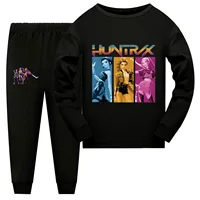 Spring/Autumn Kids KPop Demon Hunters Huntrix Sports T Shirt+Pants Set Baby Girls Boys Clothing Comfortable Outfits Pyjamas