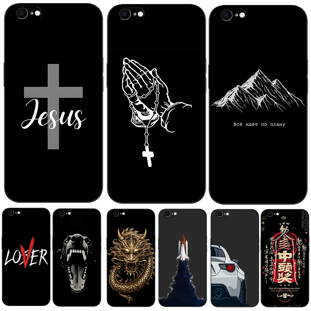 Per Iphone 5 S 5 S Se 2016 4.0 "Custodia Per Telefono Su Apple Iphone 6 S 6 S Plus Funda Bumper Custodia In Tpu Nero Simple Jesus Cross