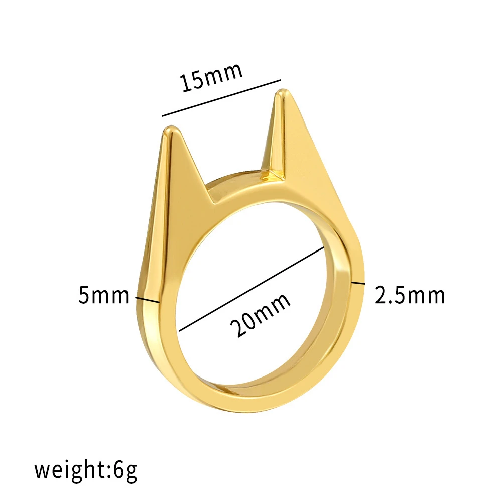 1pcs Women Men Safety Survival Ring Tool Self Defence Metal Ring Finger  Defense Ring Tool Cat's Ear Ring Silver Gold Black Color