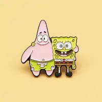 Bob l'éponge SquarePants et Patrick Star émail épinglette recueillir Badge mignon enfants cadeau bijoux orner sac à dos collier broches 1