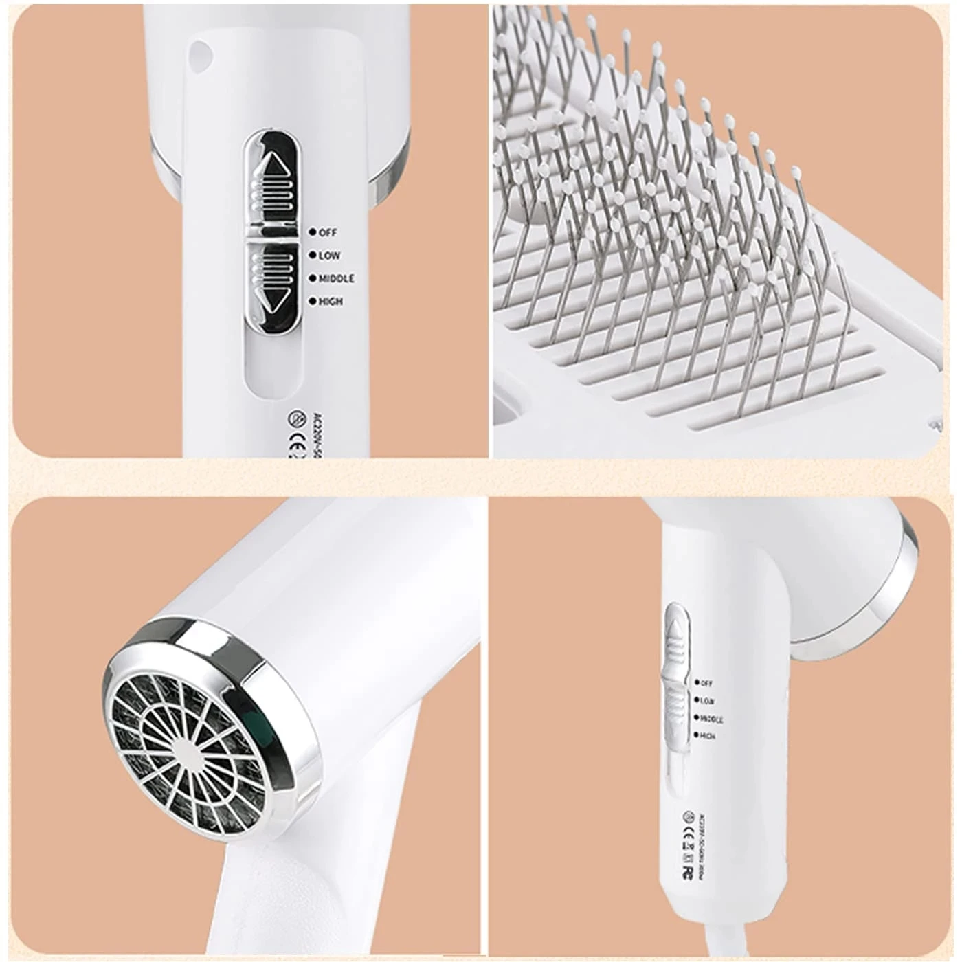 Arrival Ergonomics 300W 2 in 1 Pet Brush Dryer 3 Speed Electronic Cat Dog Hair Blowing Comb Pet Hair Dryer Brush Grooming