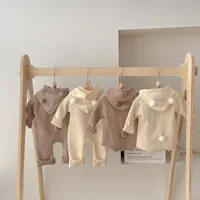 Ins Korean Autumn Winter Baby Boys Sweater Romper Cotton Knitted Solid Hairy Ball Infant Boys Bodysuit Newborn Boys Jumpsuit 1
