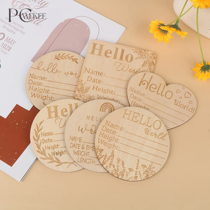 

Wooden Baby Milestone Card Newborn Monthly Growth Recording Cards Baby Birth Commemorative Cards Photography Props