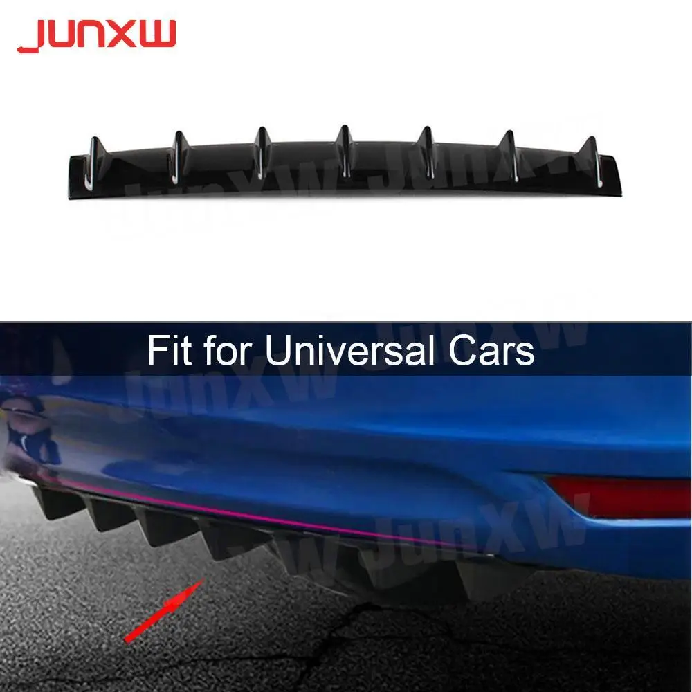 

Shark Style Universal Rear Bumper ABS Gloss Black Lip Diffuser Fin Carbon Fiber Look Fit for Universal Cars