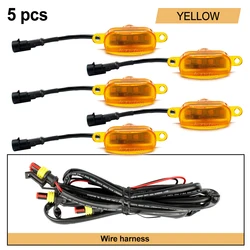 Universal Car Front LED Running Lights for Bumper, Hood, and Grille (5Pcs Amber - Amber)
