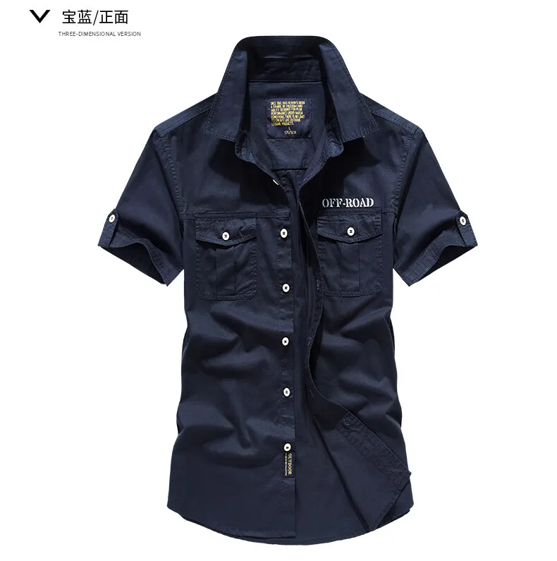 mens white short sleeve shirt 2022 Summer New Men's Short Sleeved Shirt Fashion Work Clothes Military Coat Multi Pocket Shirt Mens Cargo Casual Summer Shirts short sleeve shirt dress