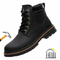 high-top Work Boots For Men Anti-smash Anti-puncture Work Shoes with Steel Toe leather safety shoes men for work waterproof shoe