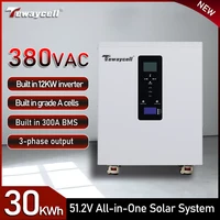 Tewaycell tout en un 30KWh AC380V système solaire domestique 20KWh 15KWh LiFePO4 batterie 600AH 400AH intégré 12KW onduleur triphasé 1