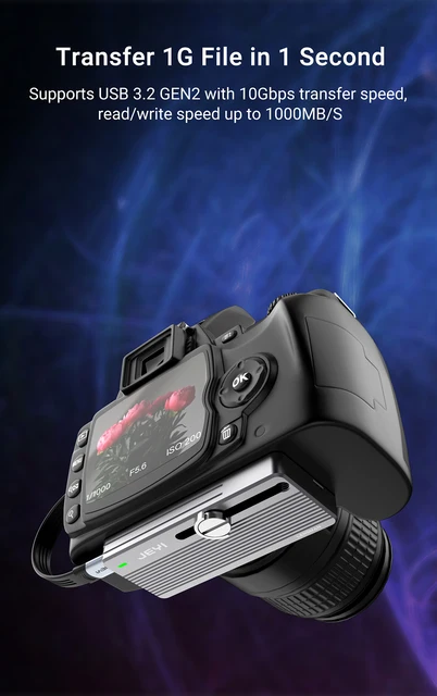 Jeyi M.2 Nvme Ssd Enclosure With Camera Mounting Screw, Usb 3.1 