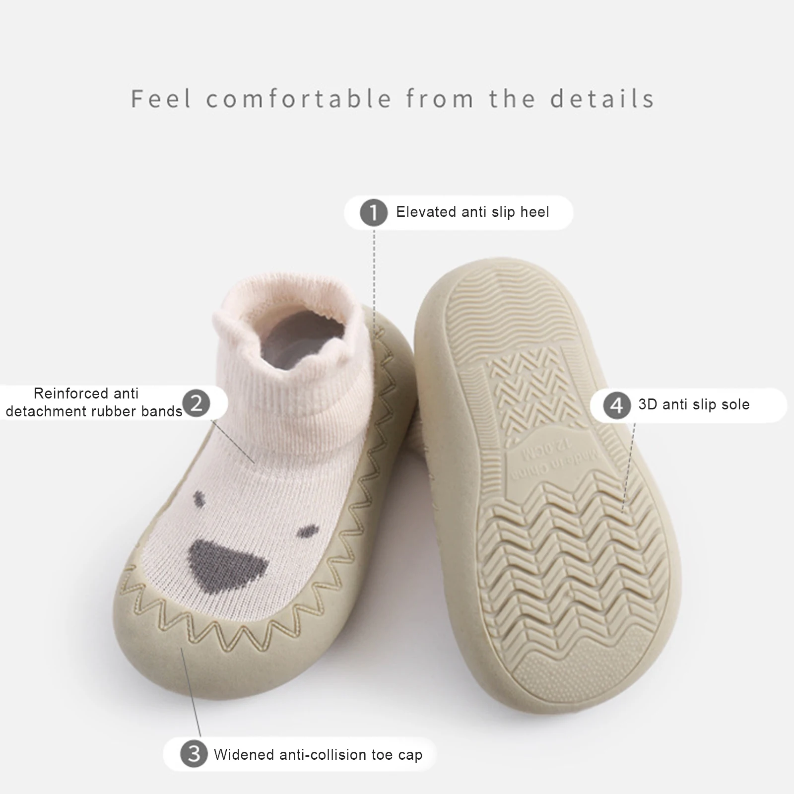 Baby Shoes New Baby Sock Shoes Cute Cartoon Animal Soft Rubber Sole Non-Skid Indoor Slipper Floor Sneaker Infant First Walker Floor Shoes