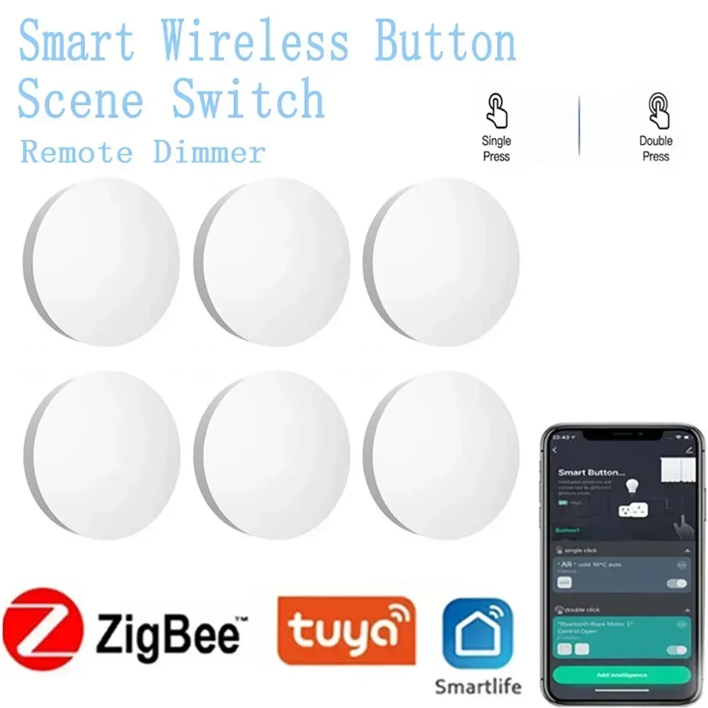 

Tuya Zigbee Smart Button Remote Control Smart Scene Switch Wireless Remote Control Smart Home with Alexa Google Home Devices