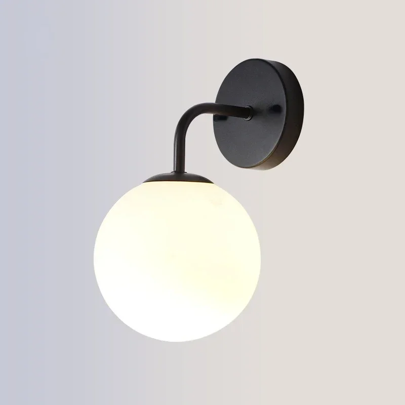 Nordic Simple Living Room Bedroom Bedside Study Corridor Wall Lamp Modern Creative Personality Ball Glass Light Fixture