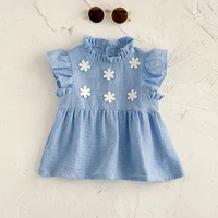 2025 Summer New Baby Dresses Newborn Girl Clothing Cute Dress With White Small Stickers On The Chest Children Girls Fashionable