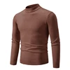 Autumn New Sweater Men's Half High Neck Basic Solid Color Casual Versatile Round Neck Knit with Slim Fit Elastic Sweater Inside 4