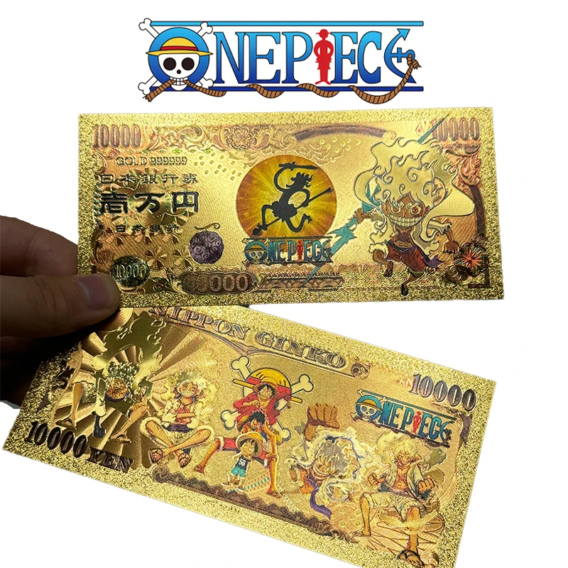 Anime One Piece Toy Golden Cards PVC Zoro Luffy Nika 10 Kinds Commemorative Banknote Collections Toys Gifts For Party
