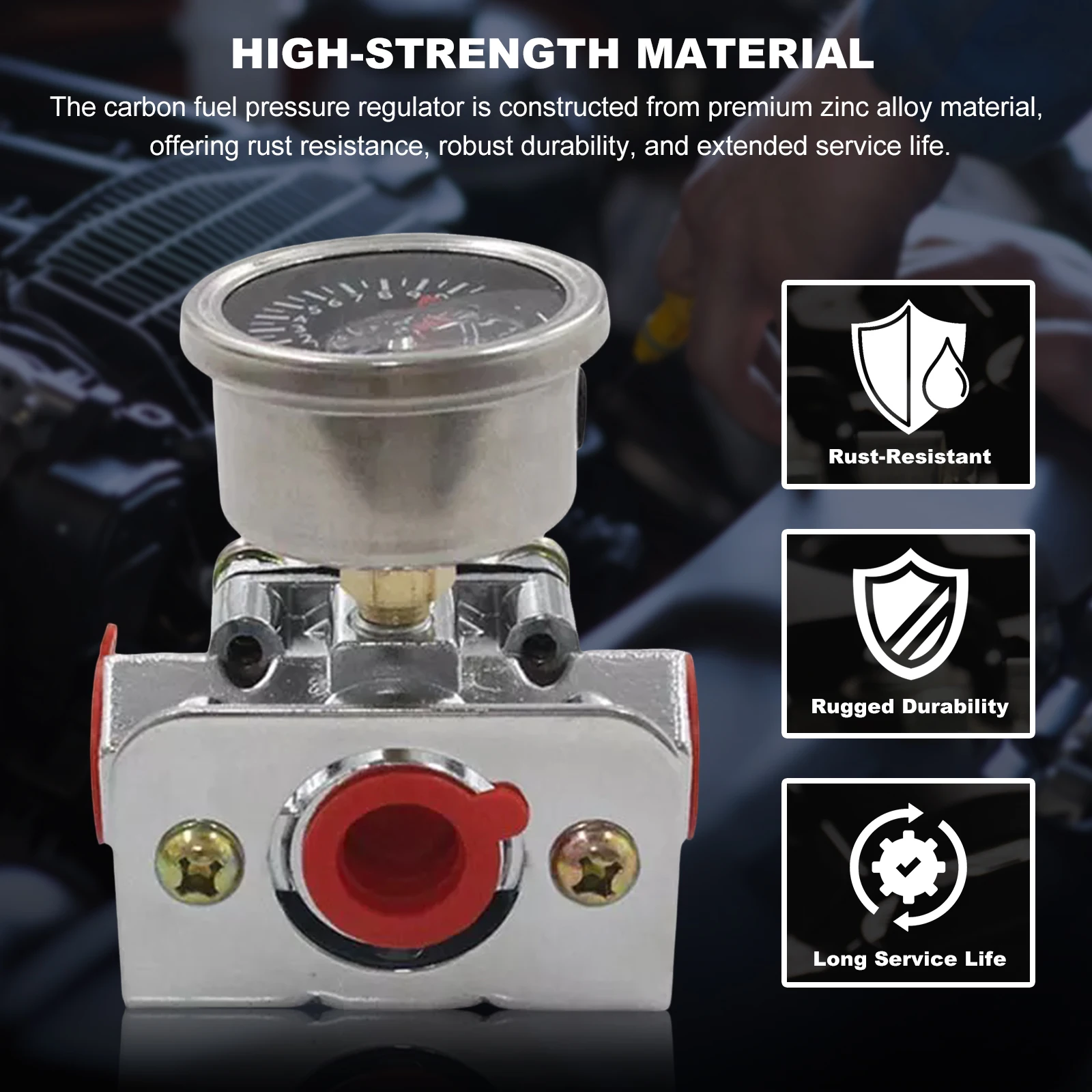 Fuel Pressure Regulator with Gauge Low Fuel Pressure Regulator Zinc Alloy Replacement for Carburetor Carb 1-4 PSI 12-804