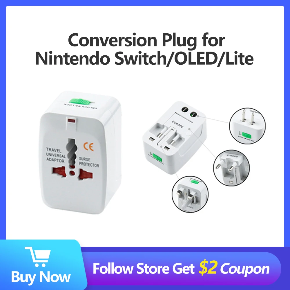 Conversion Plug for Nintendo Switch OLED Lite Compatible with Various Plug Versions Game Console