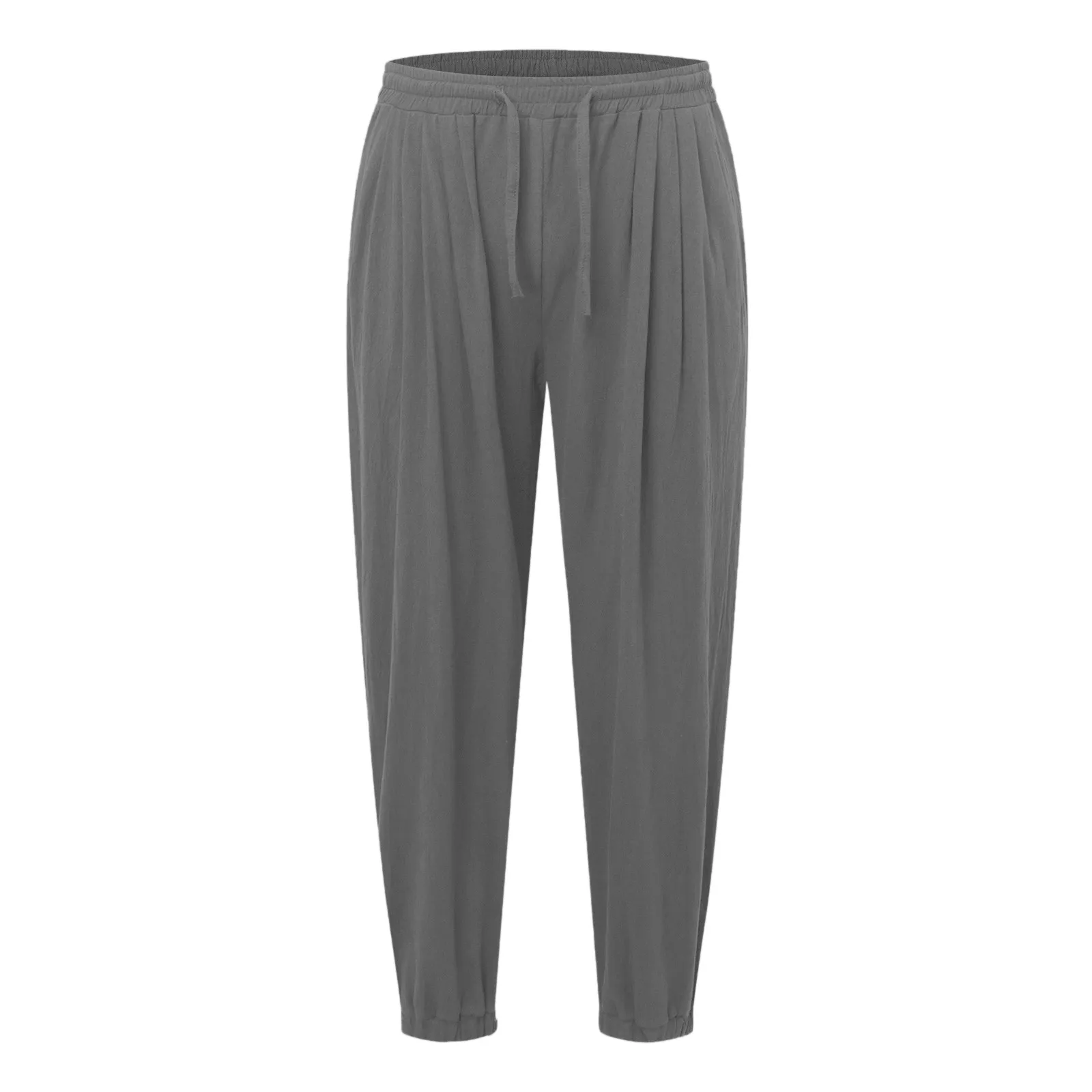 Mens Linen Yoga Pants Elastic Waist Drawstring Beach Loose Fit Casual Tapered Trousers Mens Ling Swim Trunks 5