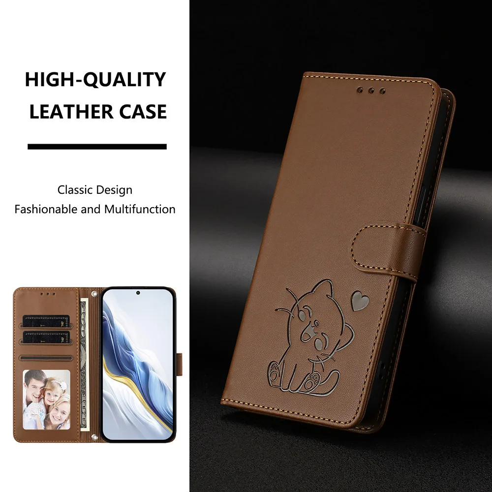 Elegant Leather Phone Case with Kickstand, Card Slots, and Wallet Strap
