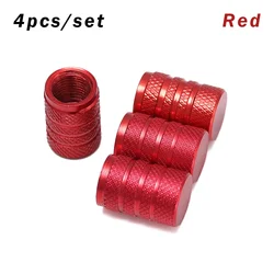 Set of 4 Premium Aluminum Alloy Dustproof Tire Valve Caps for Vehicles and Bicycles (Red)