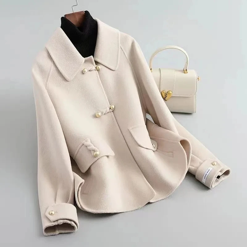 Korean Warm Wool Blend Women Short Chaqueta Elegant Chic Ol Woolen  Fall Winter Overcoat Jacket Office Ladies Classic Jaqueta