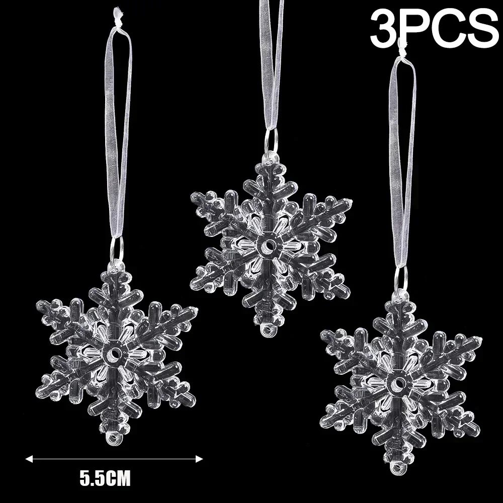 thumbnail image 1 of 24/2 piezas de copos de nieve transparentes para árbol de Navidad, adornos de carámbanos para fiestas navideñas de invierno, adornos colgantes transparentes, 1 of 5