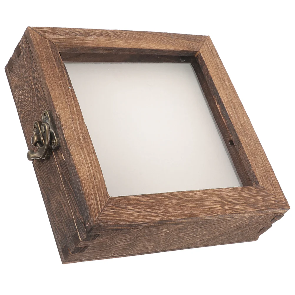 Acrylic Wood Specimen Display Box display case Vintage Insect Case Transparent Lid Jewelry Storage Frame