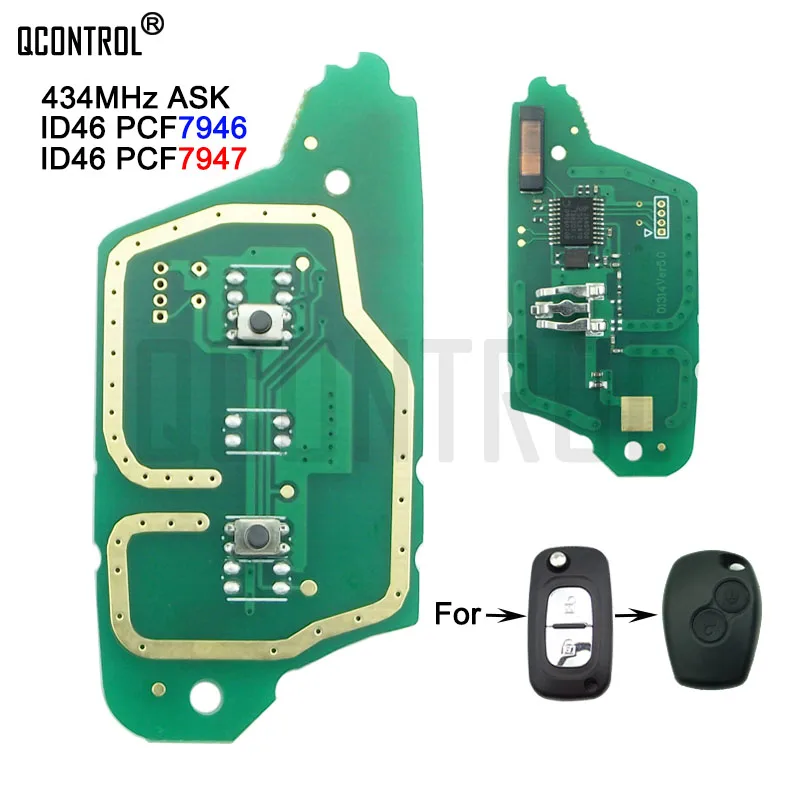 

QCONTROL автомобильный пульт дистанционного управления, Электронная Печатная плата для Renault Master Kangoo Clio корпус ID46 PCF7946 PCF7947 чип 433 МГц