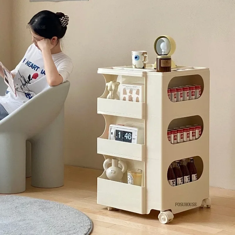 Night Stand Rotary Storage Plastic Creative Bedside Tables for Bedroom Furniture Nordic Mobile Bed Side Table with Drawer d