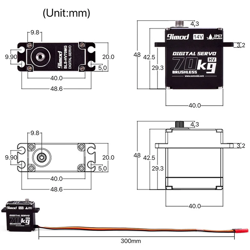 9imod 50KG 60KG 70KG Metal Gear Brushless Digital 14V High Voltage Waterproof Servo Suitable for 1/8 1/10 RC Car 5