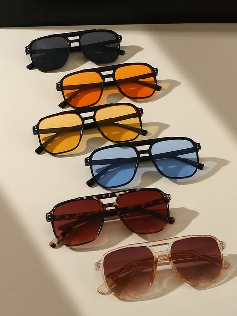 6 Paires de Lunettes Décoratives Tendance Style Européen et Américain Populaire, Verres Multicolores, Emballage Adapté 1