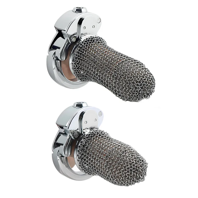 Adjustable Mesh Male Chastity Device Cock Cage Penis Lock Men Loyalty Control Stainless Steel Anti Masturbation BDSM Sex Toy