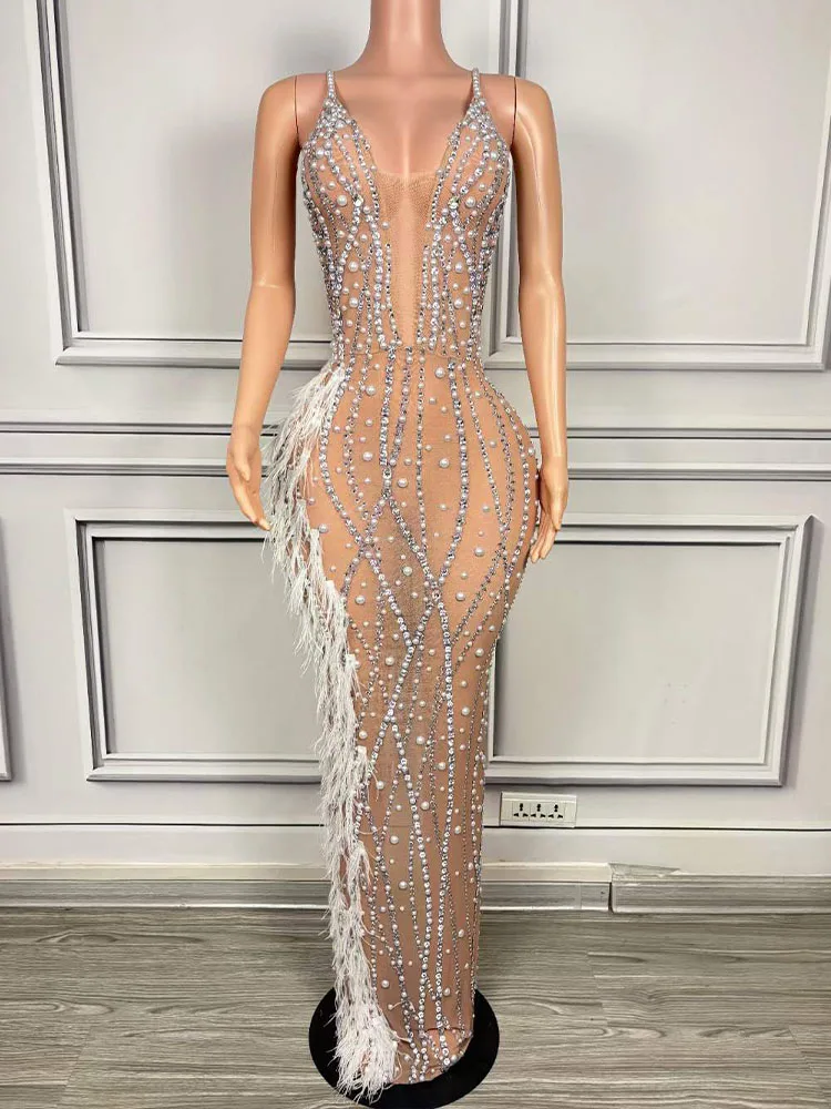 

High Quality Hot Bead Tassel Sexy Suspender Elastic Dress 2024 New Fashion Custom Women'S Clothing