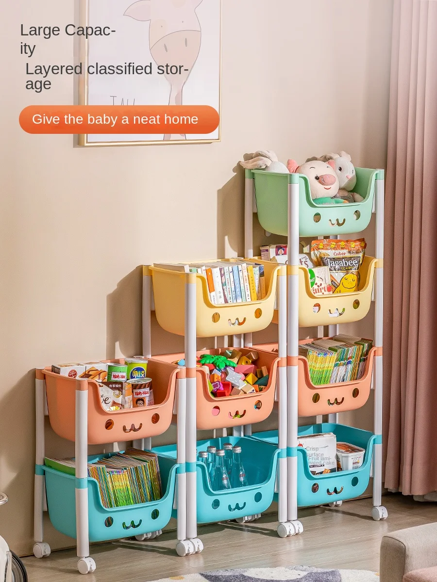 Household Children's Storage Rack Cartoon Toy Storage Rack With Wheels Baby  Storage Box Floor Trolley Movable - Storage Holders & Racks - AliExpress