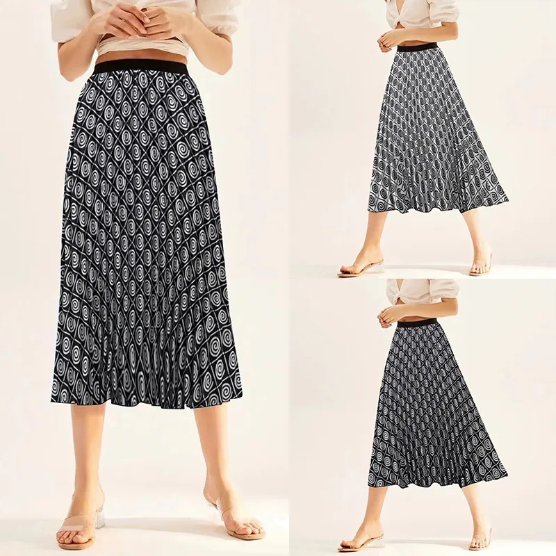 

Fashion Women High Waist Plaid Checked Printed Skirts Elegant A-line Maxi Long Skirt Female Party Jupe Skirt