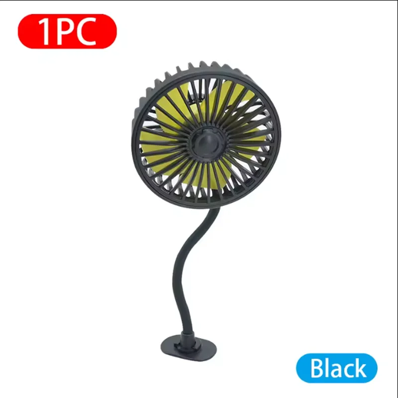 Portable USB Car Fan with 3-Speed Strong Wind and 360° Rotation