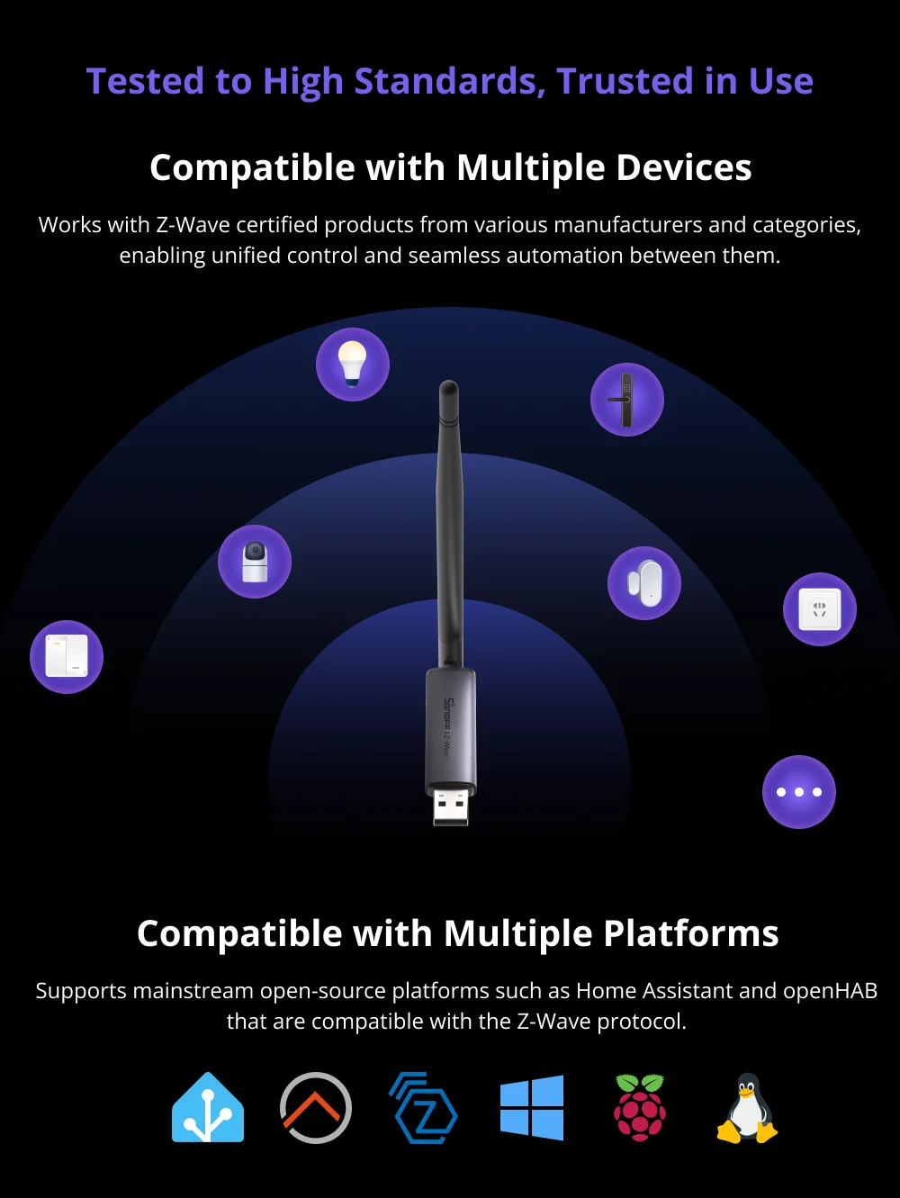 SONOFF Dongle-PZG23 USB Z-Wave 800-Dongle plus externe Antenne mit großer Reichweite, funktioniert mit Plattformen, Home Assistant OpenHAB – Detail 8