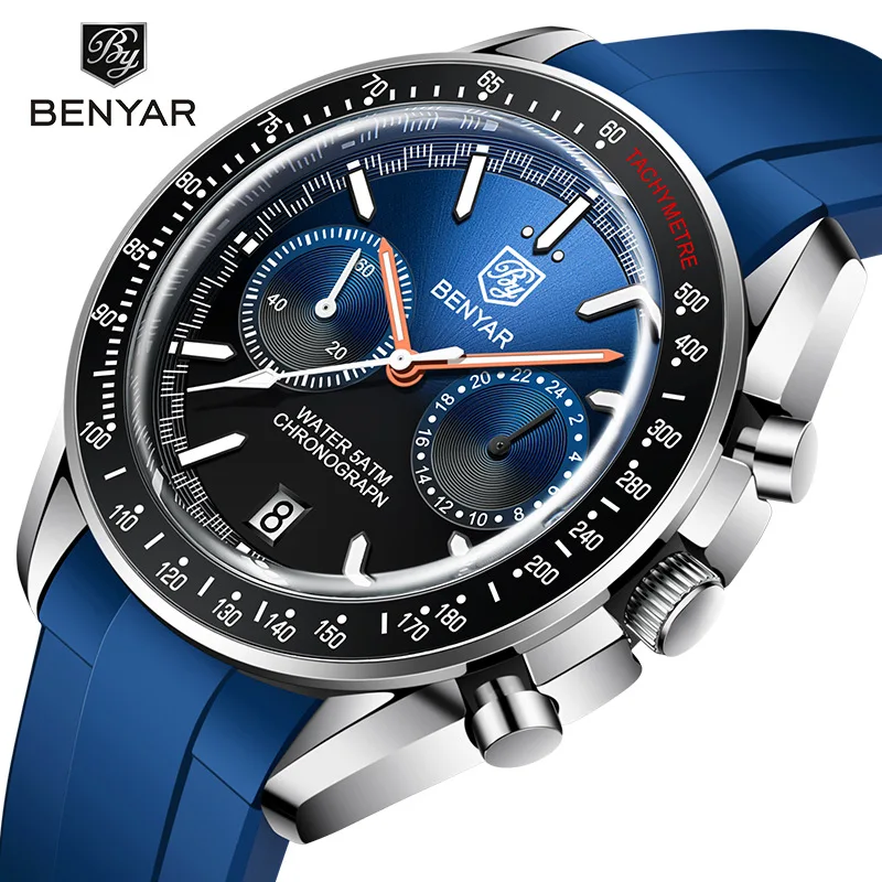 

BENYAR Mens Watches Top Luxury Moon Watch For Men Quartz Chronograph Waterproof Military Sports Luminous Clock Reloj Hombre