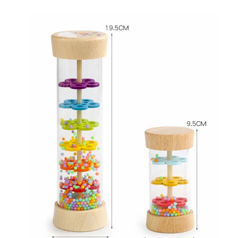 Baby Wooden Rain Sound Pipe Simulation Montessori Wooden Toy Gift Hourglass Fun Music Shaker Early Education Enlightenment Toy 5
